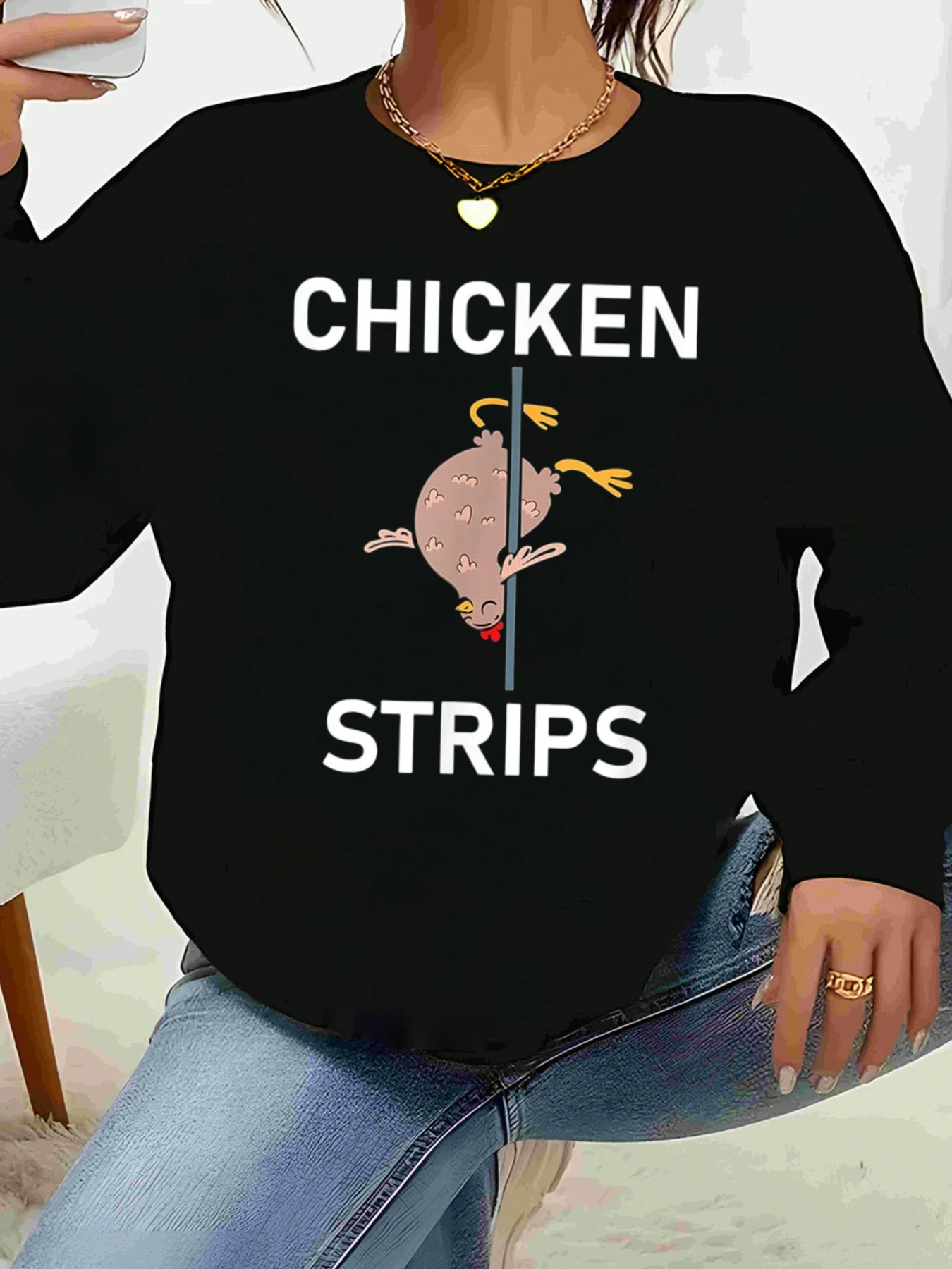 

Толстовка с длинными рукавами и графическим принтом в куриные полоски, костюм на Хэллоуин, повседневная одежда для женщин