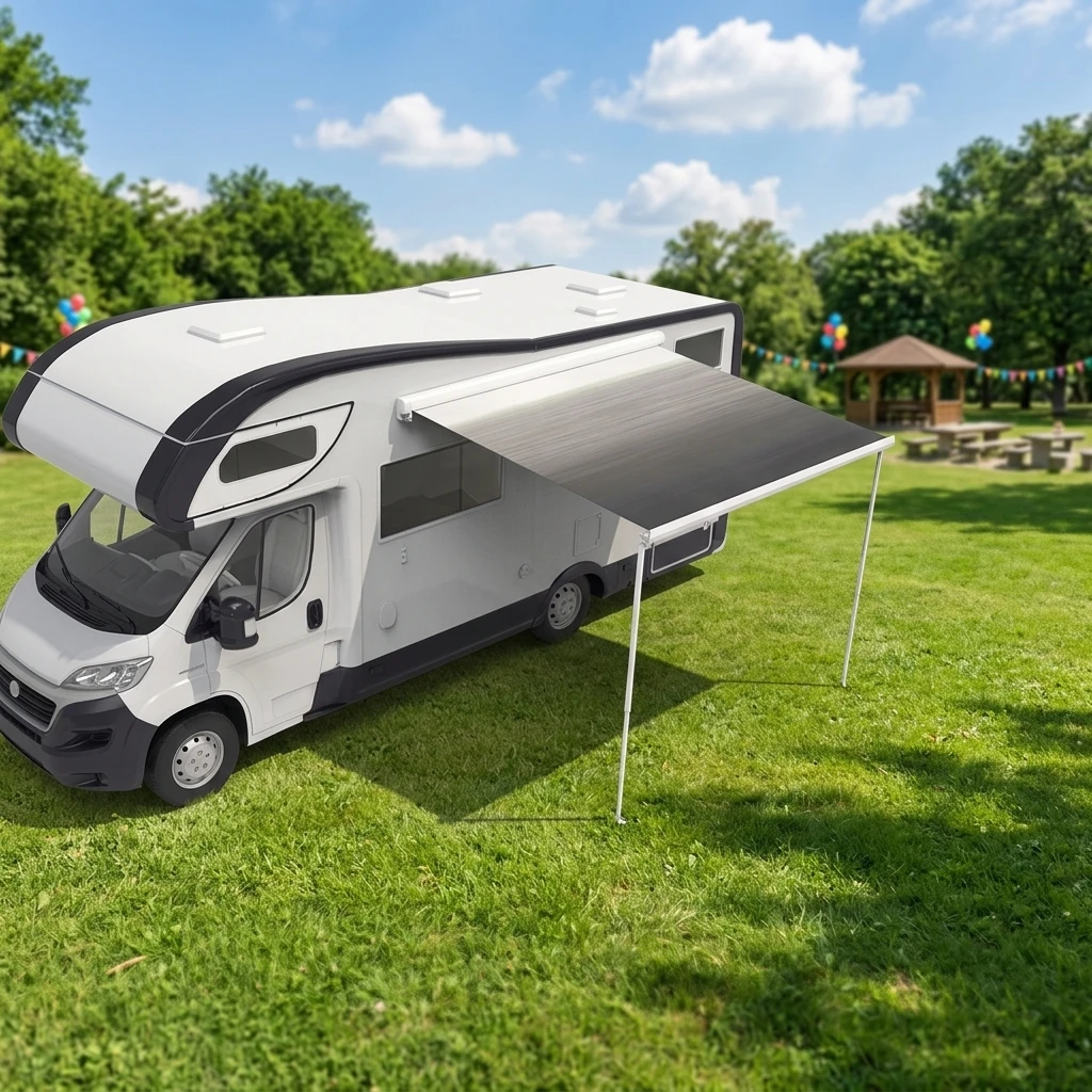 Awnlux W5500 Full Cassette Folding Arm Awning Adjustable Angle European RV Awning Mounted Sunshade Awning For Trailers