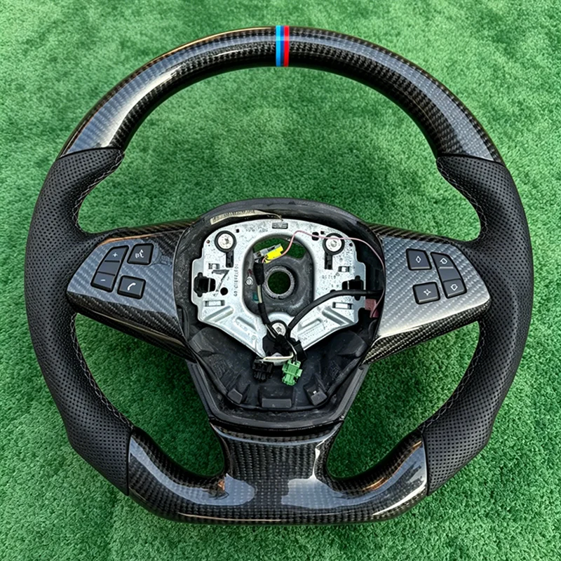 Refit Carbon Fiber Leather Steering Wheel For BMW X5 E70 2003 2004 2005 2006 2007 2008 2009 2010 No Paddles Shifter