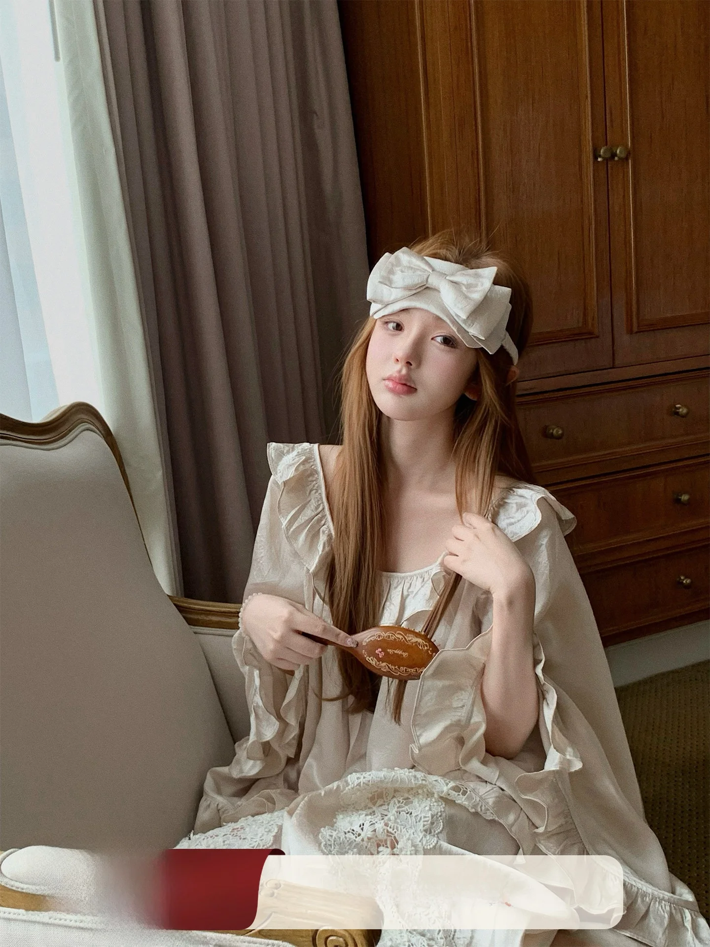 

Сексуальный кружевной комплект для сна с вырезами и плиссировкой из ацетатной серии Home Love DoggyQin: длинные брюки с высокой талией, однотонные