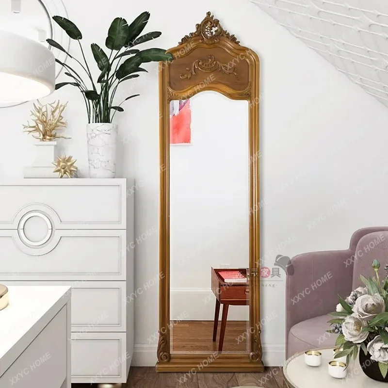 

QQNew Chinese Carved Full-length Mirror Wall Hanging Household European Retro Full-length Mirror Bedroom Wall Hanging