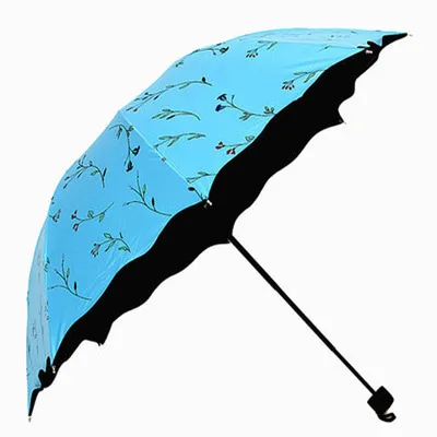 Beautiful Flowers Umbrella Fashion Glitter Color Changing Women Umbrellas Blossom Girl Sun Parasol Gift