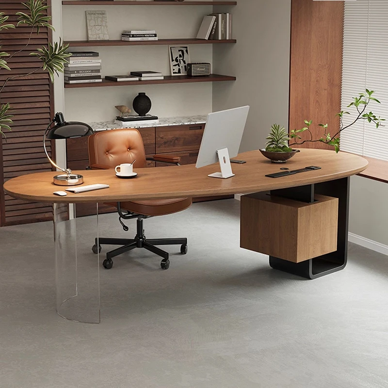 

Computer Space Saving Office Desk Display Aesthetic Wooden Office Desk Crafts Reception Escritorio Oficina Commercial Furniture