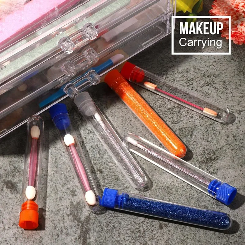 Test Tubes,40Pcs Test Tubes With Rack,Plastic Test Tubes With Caps,Science Tubes And Test Tube Holder 16X100mm (12Ml)