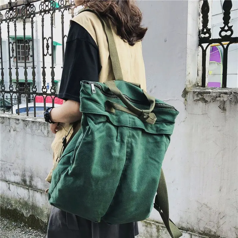 Lazy Wind Canvas Literary Backpack Female Korean Fashion Student Backpack Leisure Travel Backpack Large Capacity