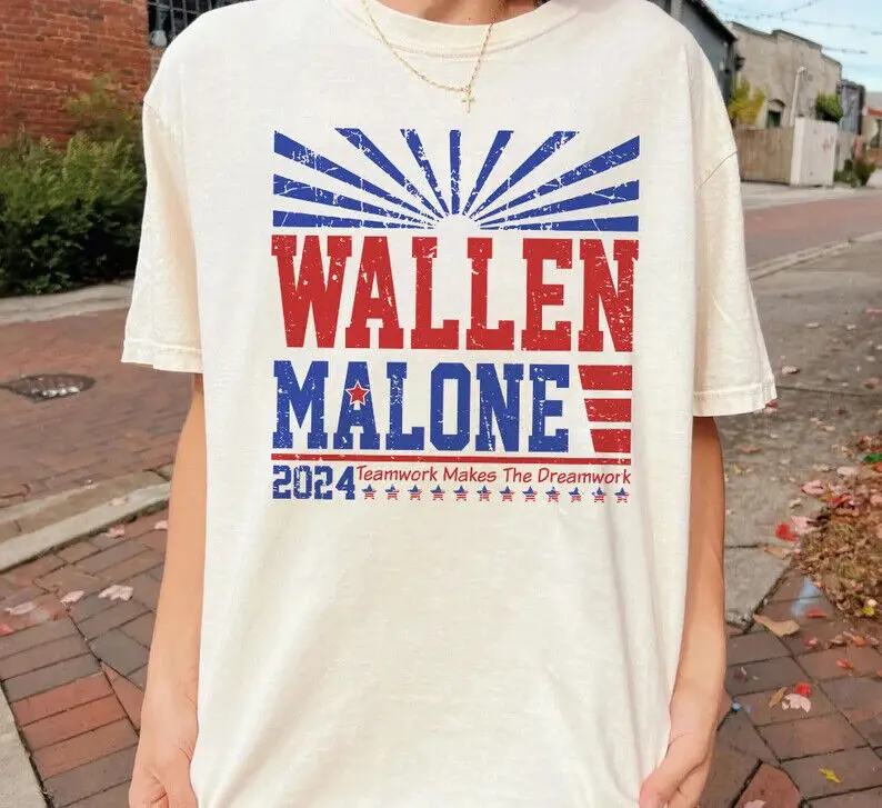 Vintage Wallen Malone 2024 Campaign Shirt, Retro Political Tee, Teamwork Makes