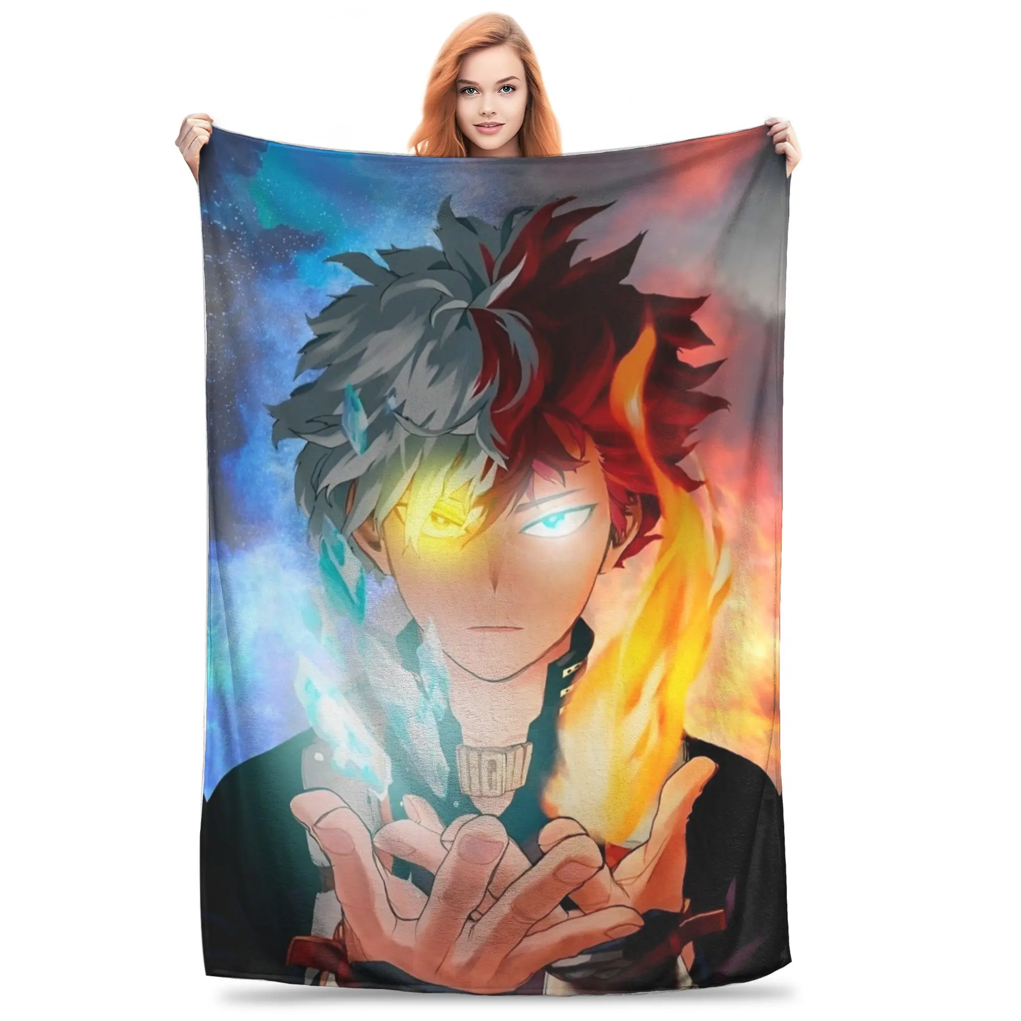 

My Hero Academia Shoto Todoroki Blanket Japanese Anime Fleece Throw Blankets Bedding Couch Portable Lightweight Bedsprea,