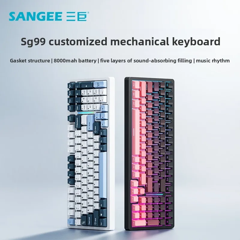 Sangee SG99 Bluetooth Wireless Mechanical Keyboard Tri-Mode RGB 99% Layout Ergonomic 99keys Business Office Keyboard
