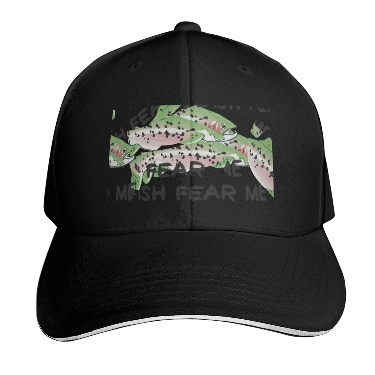 Fish Fear Me Corrupted Design Art Baseball Cap Lightweight Packable Gift for Him Her Casual Daily Wear
