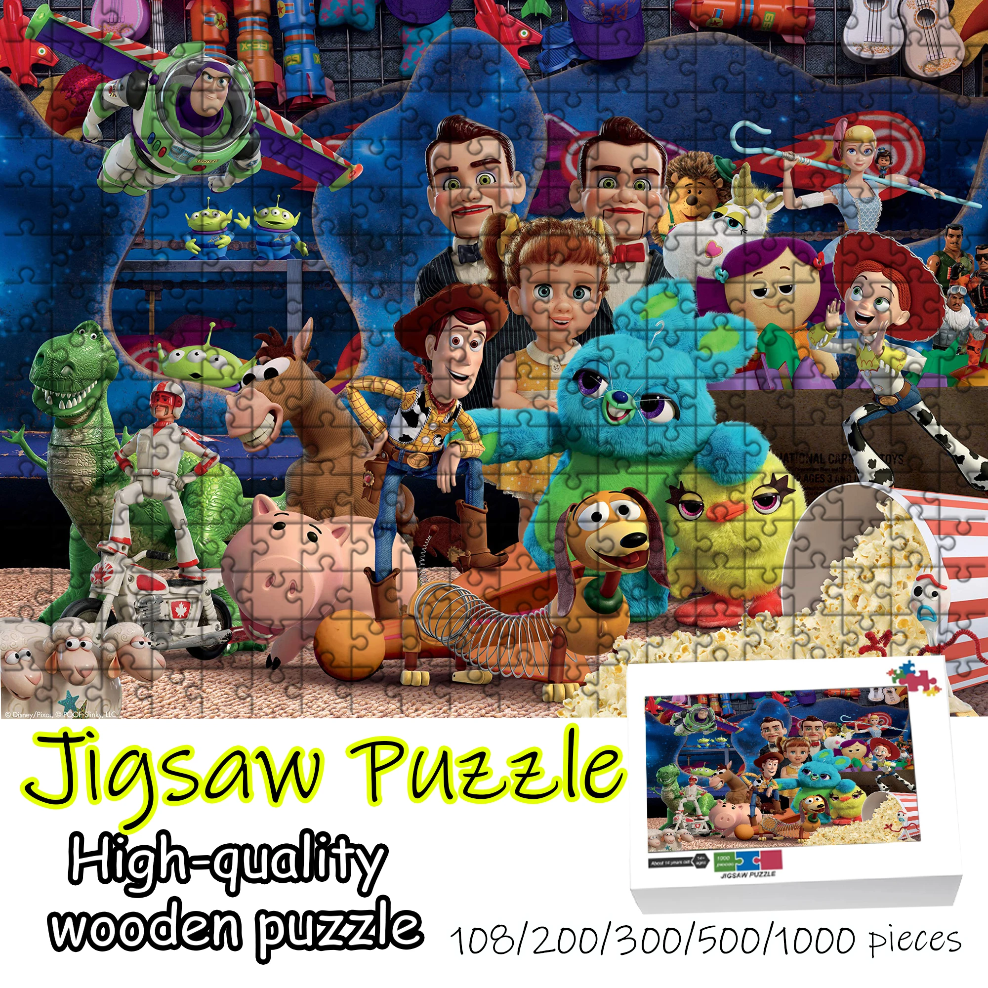 

Toy Story Buzz Lightyear Woody 108/200/300/500/1000 pieces wooden floor puzzle game, party portable high-quality gift, fun