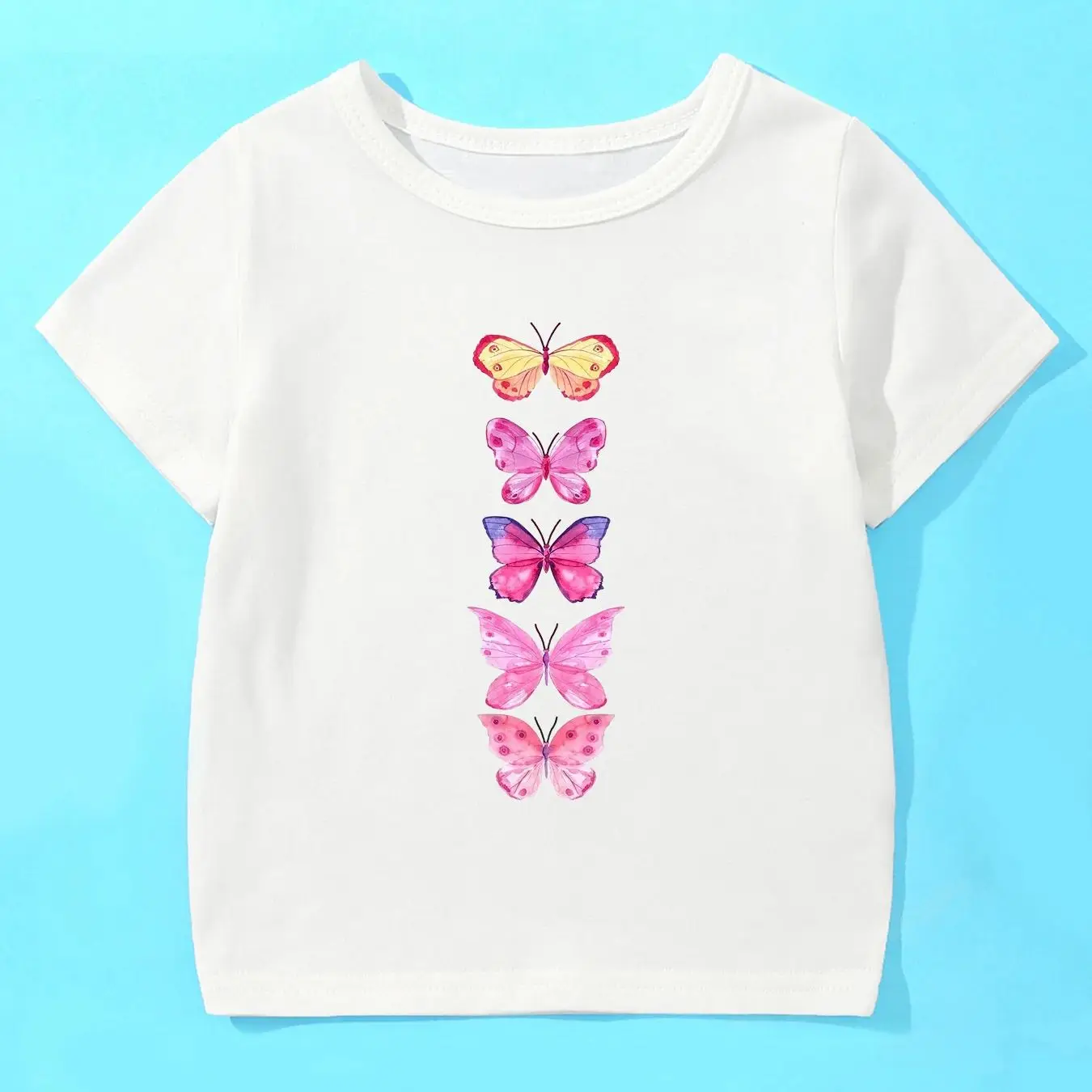 Spring And Summer Cute Cartoon Printed Casual Short Sleeved T-shirt For Girls Aged 2-4