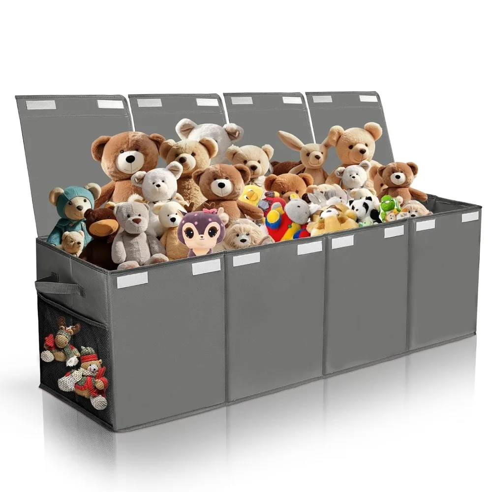 

Очень большой складной ящик-органайзер для хранения игрушек с сетчатыми карманами для детей, детских мальчиков и девочек, серый цвет