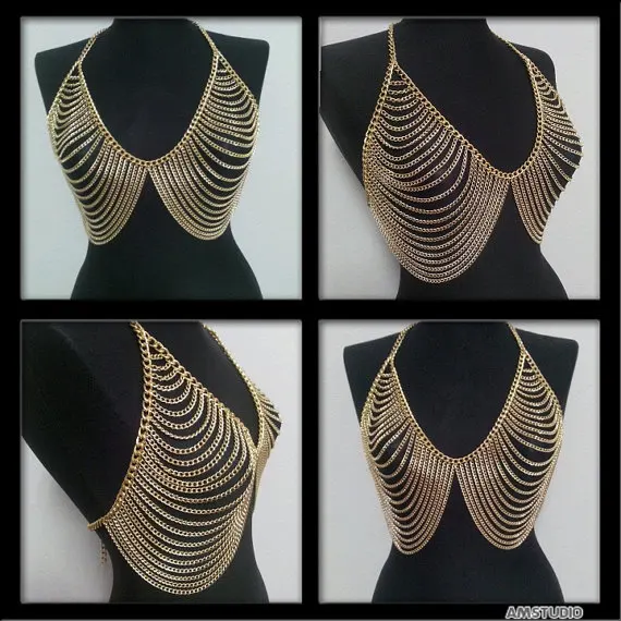 

B Europe sexy bra alloy multi-layer body necklace, hot-selling women's jewelry on the platform