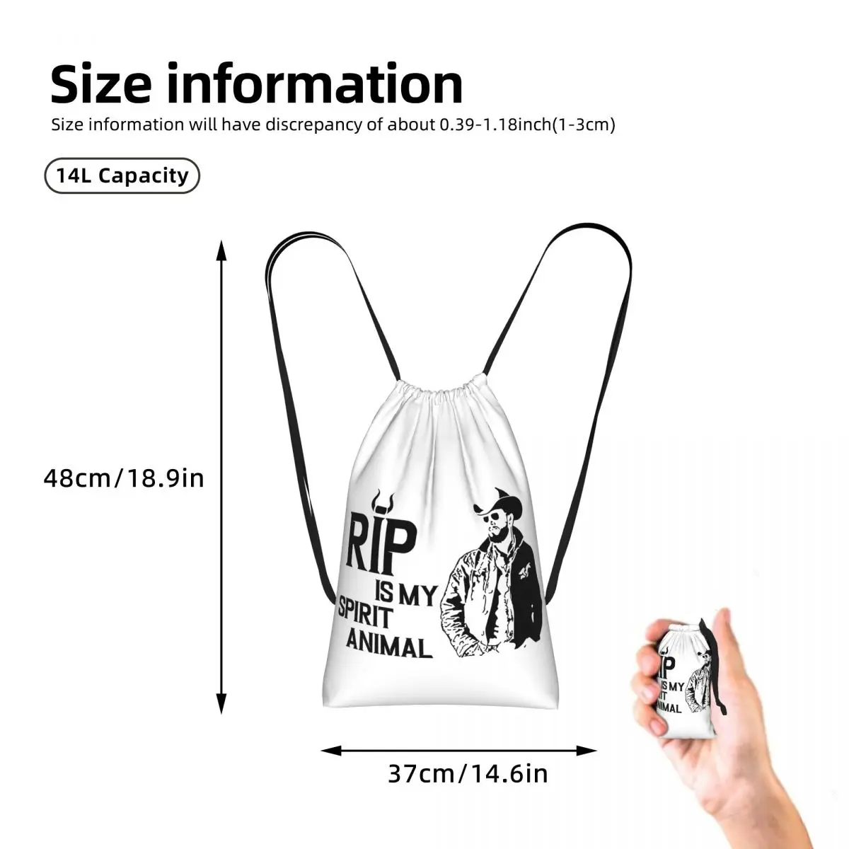 Rip Wheeler Rip Is My Spirit Animal Dutton Ranch Yellowstone Drawstring Backpack Sports Gym Bag Portable Travel Drawstring Bag