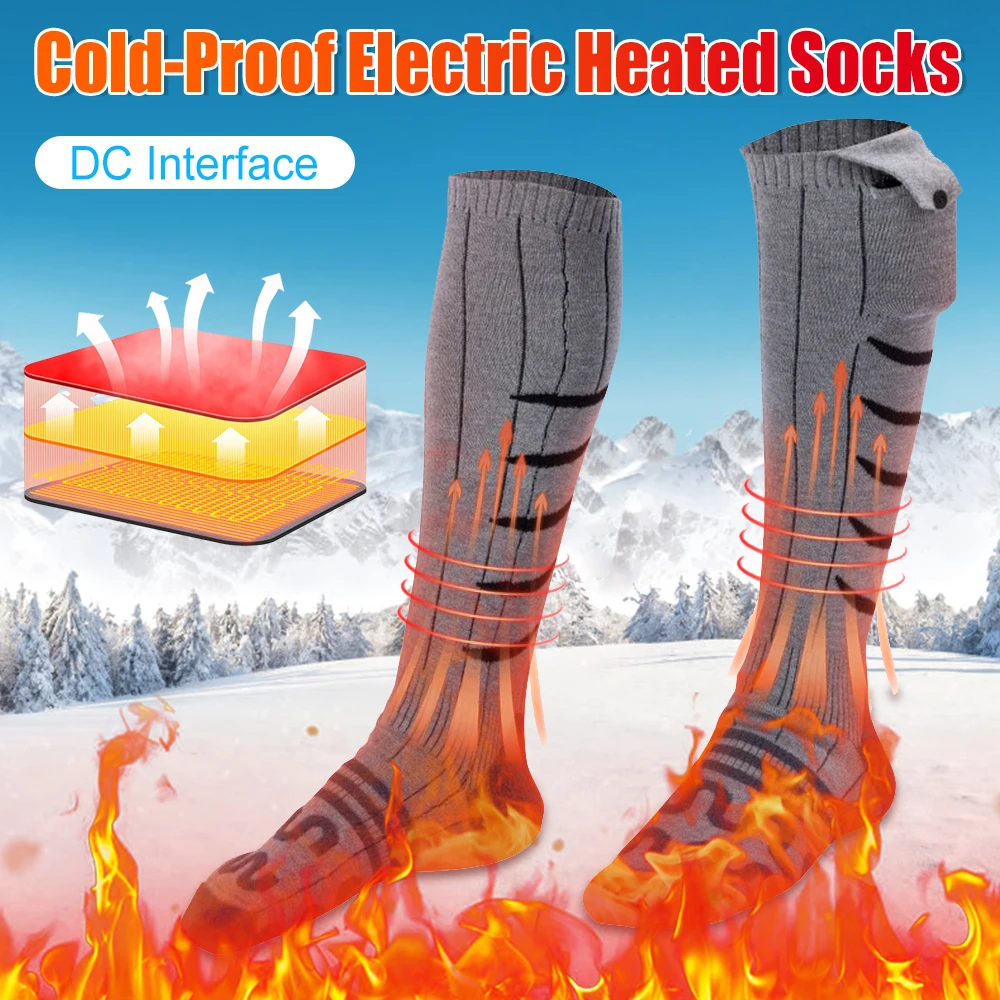 

1-4Pair Winter Electric Heated Socks Electric Heating Skiing Thermal Socks Cold-Proof Heating Foot Warmer（Not Include Battery）