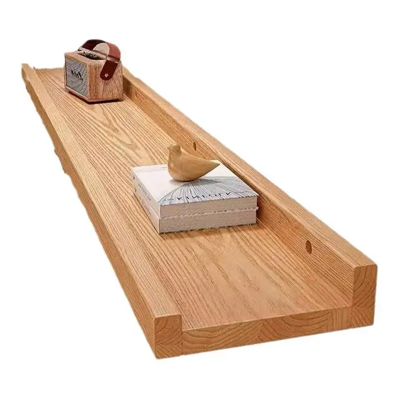 Wall-Mounted  Wood Shelf No-Drilling One-Board Wall Decorative Rack Layered Wall Partition Simple Style Customizable