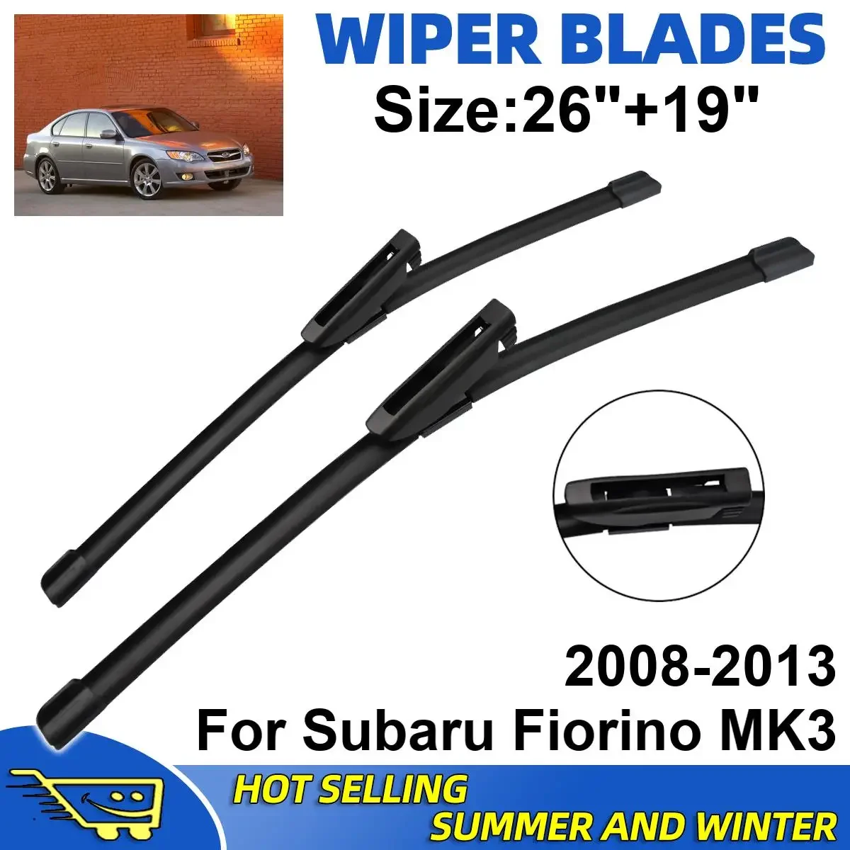 

2PCS Wiper Blades Set Kit For Subaru Fiorino MK3 2008-2013 Front Windshield Brushes Windscreen Window Accessories