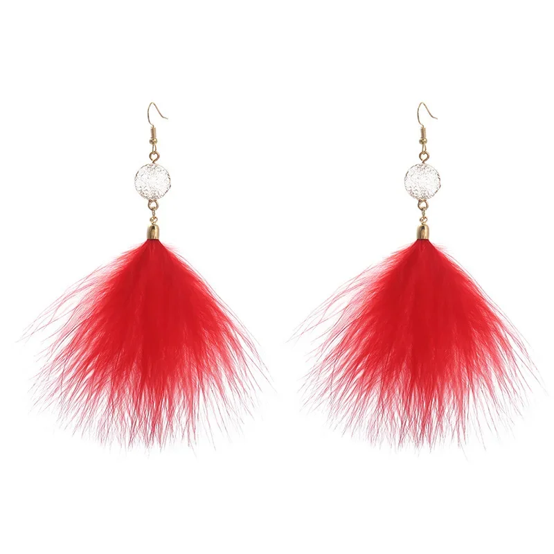 Plush Pendant Earring Female Feather Tassel Earrings Earings for Women  Cute Earrings  сережки