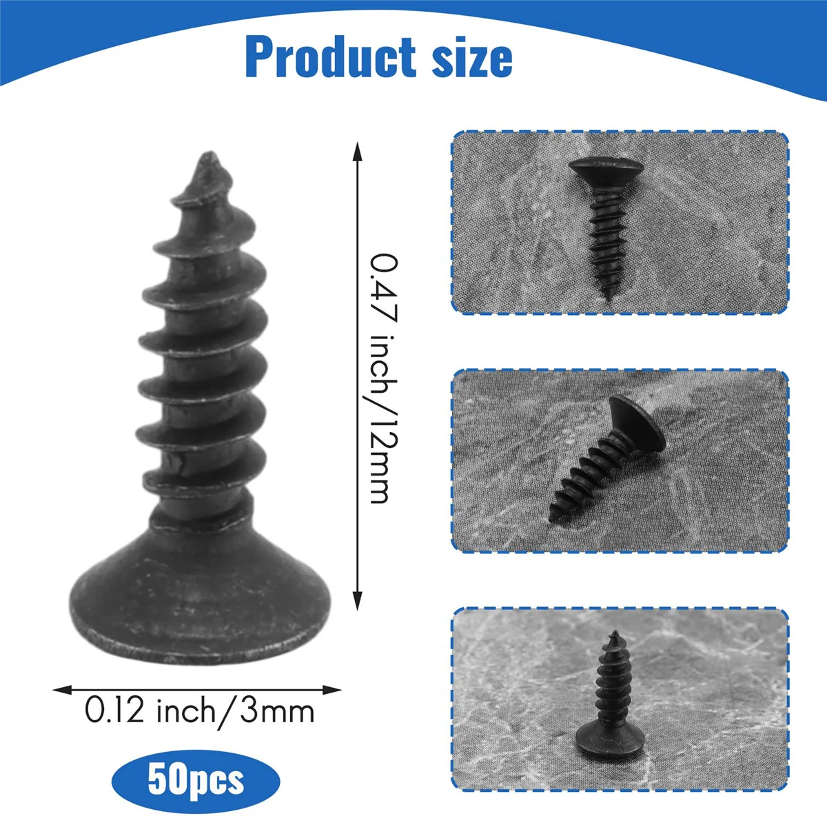 

ABAZJ 50 шт. винты для накладки 3 мм для гитары в стиле Fender Strat (черные)