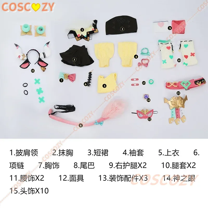

Halloween Party Women Girls Cos Outfits Genshin Impact Varesa Cosplay Costume Wig Mask Headwear Tail Natlan Collective of Plenty