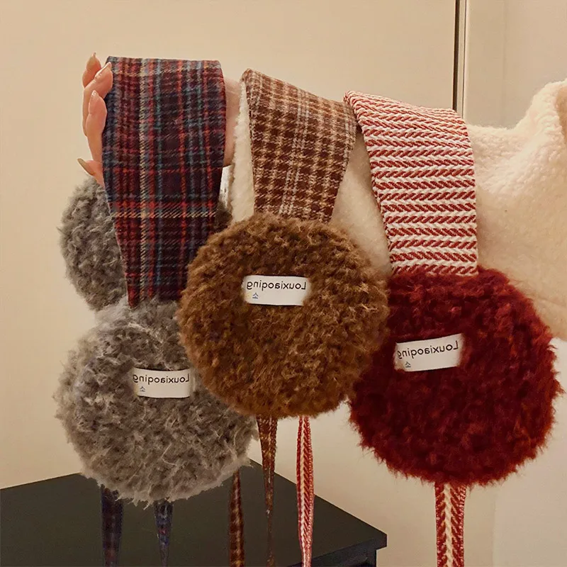 حزمة أذن بحزام أذن للحماية من البرد للخريف والشتاء - أغطية أذن كورية منقوشة من القطيفة للنساء - غطاء أذن مضاد للتجميد