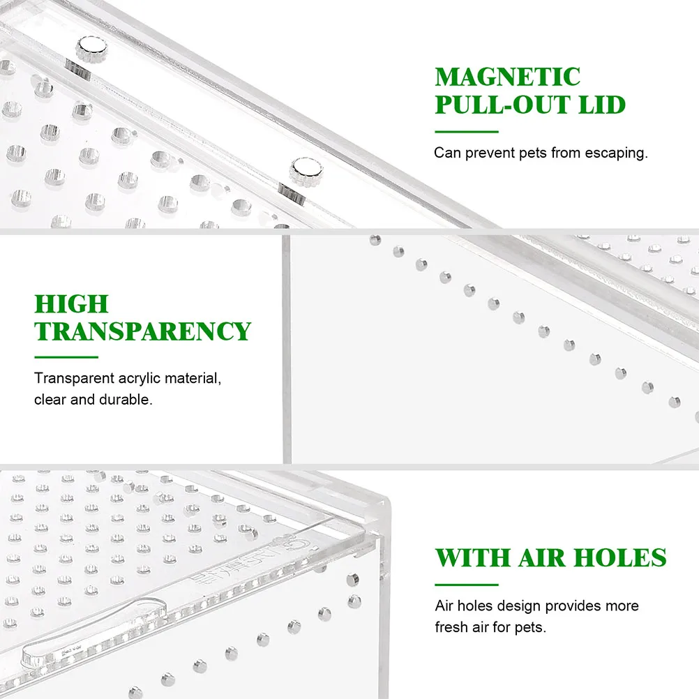 

Acrylic Reptile Cage Multi function Breeder Box Transparent Cricket Keeper Sturdy Durable Suitable Spiders Lizards Turtles Frogs