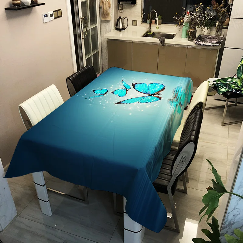 Butterfly Number Printing Polyester Fiber Waterproof Tablecloth Over Ten Thousand Flower Type Optional