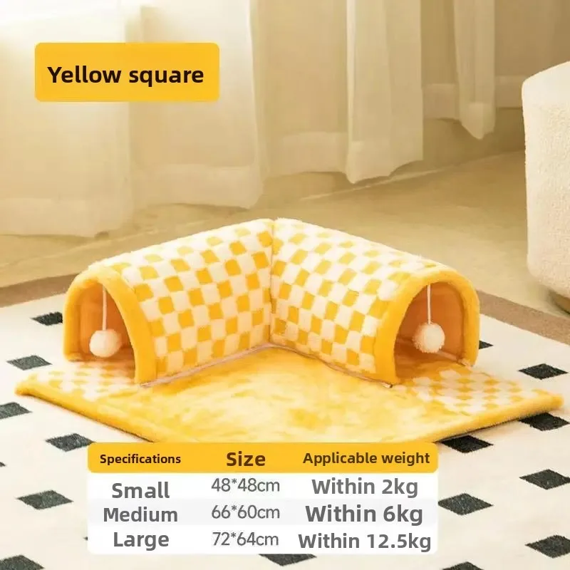 Cama para gatos, lindo gato pequeño, estera para casa para perros, calidez de invierno, laberinto de túnel, agujero para taladro, calor de otoño e invierno, nido de animal pequeño