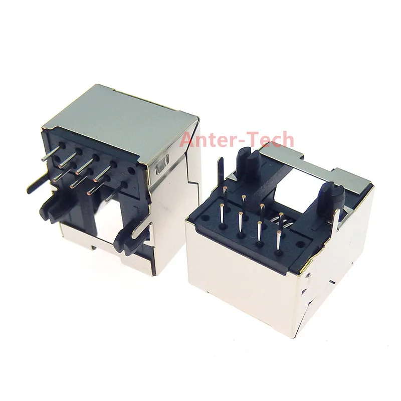 RJ45/18.3 unlit network socket 8P8C PCB horizontal mounting pins Shielded Ethernet interface 90 degree network Internet module