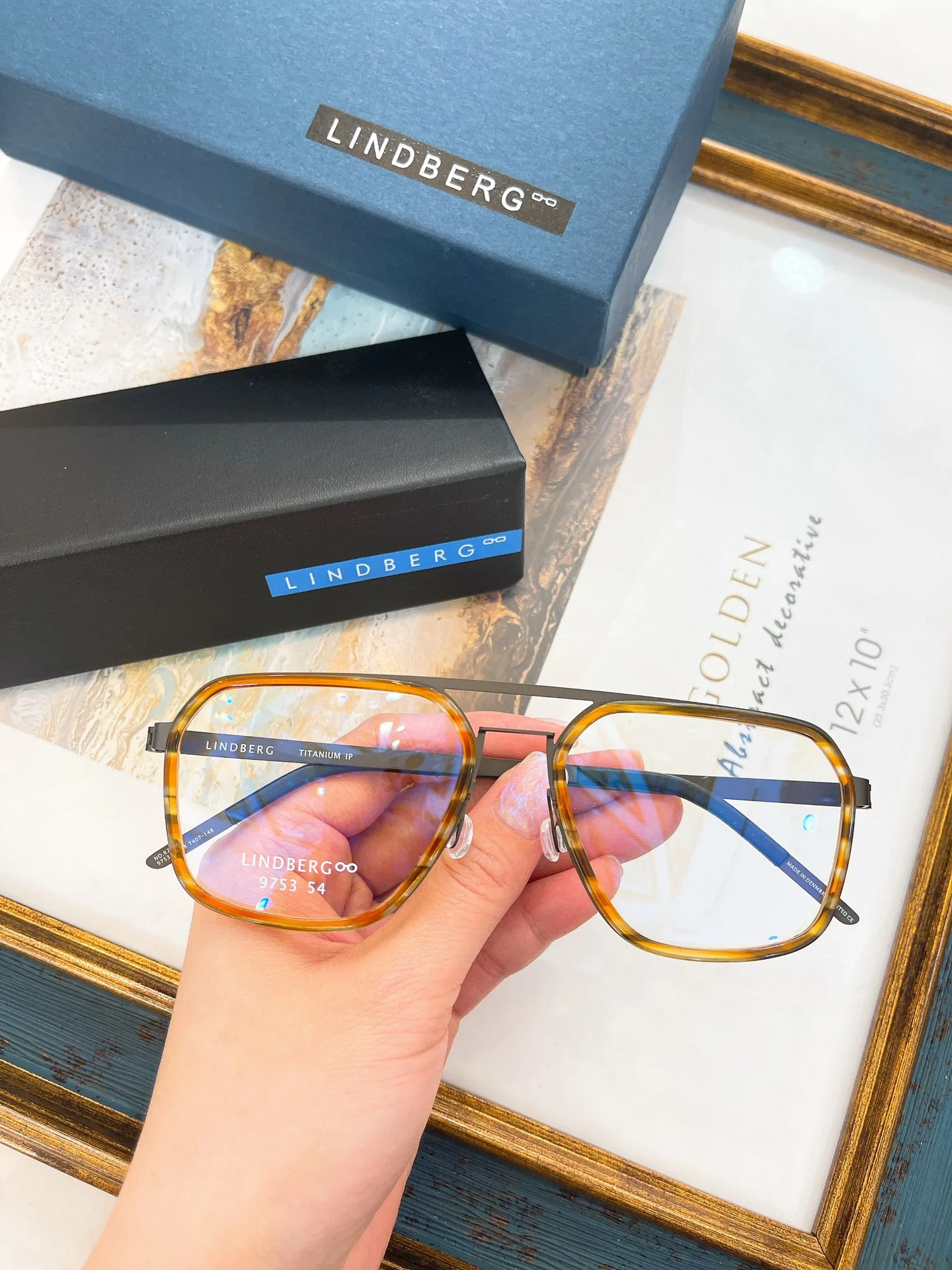 

Pure Titanium Double Brie Screwl Men's Glasses Frame Sun Honglei Lindeberg 9753 Retro Precision Optical Eyeglasses Frame