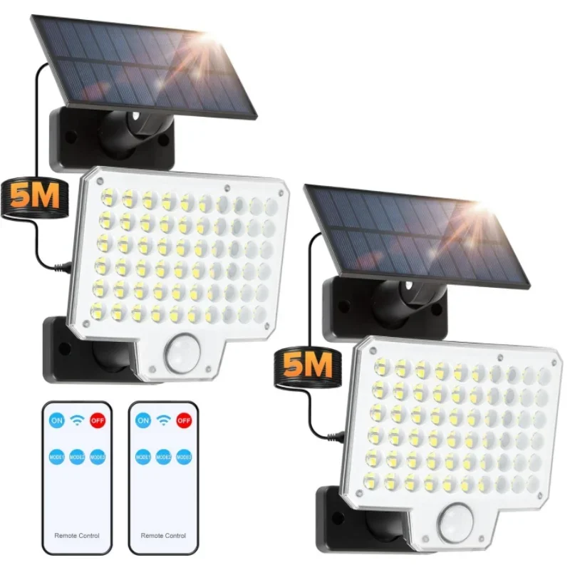 أضواء الطاقة الشمسية في الهواء الطلق 240 LED 3 طرق استشعار الحركة الأضواء الكاشفة مع جهاز التحكم عن بعد IP65 أضواء الطاقة الشمسية الأمنية للضوء الجدار الخارجي