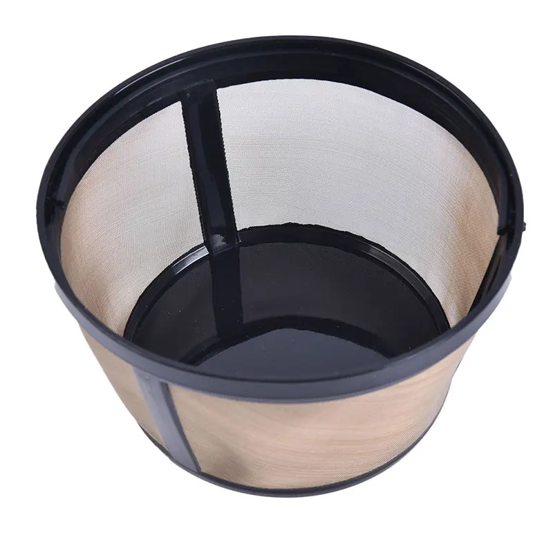 1pc 100 Mesh Coffee Filter Stainless Steel Coffee Filter Permanent Basket Style Reusable Golden Tone Coffee Filter