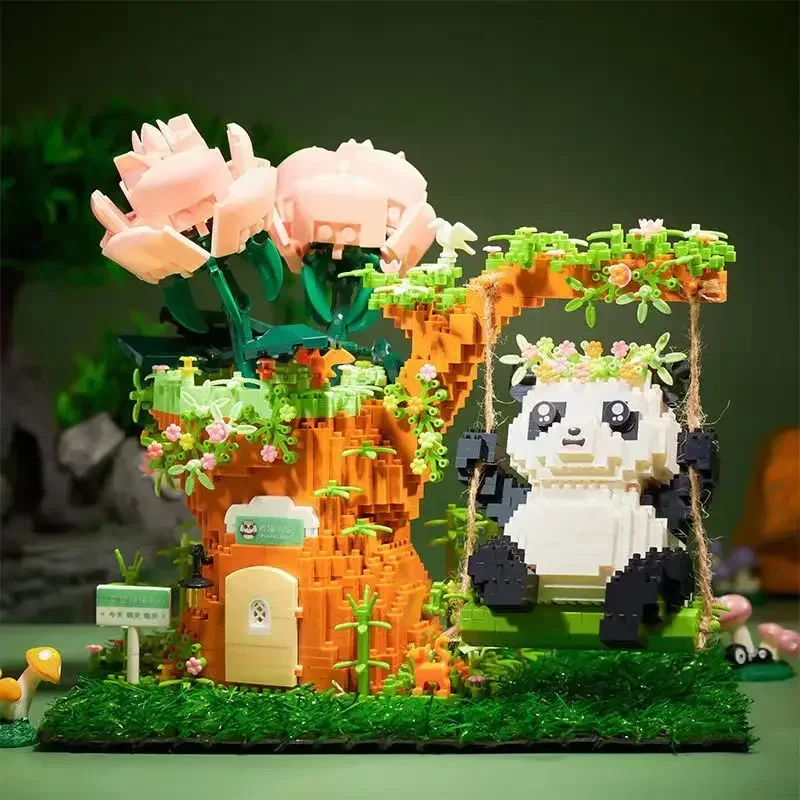Building Block Panda Pen Holder Decoration Small Particle Assembly Toy Decoration 2023 New Model