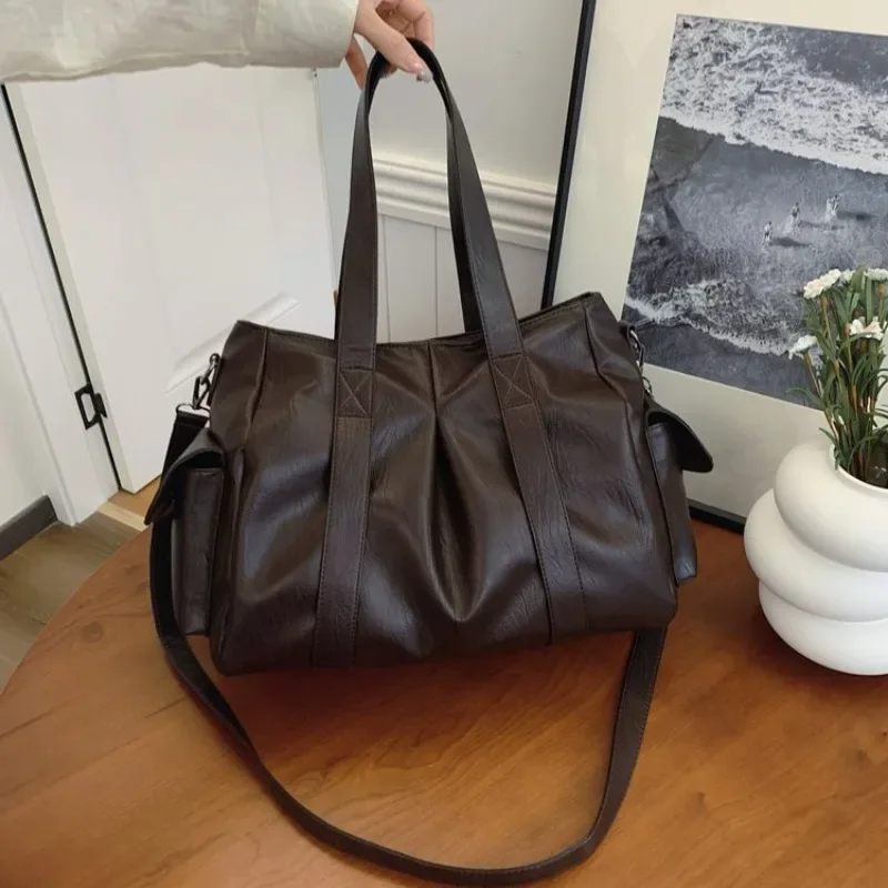 

Trendy Stylish Leather Handbag For Women Luxury Designer Crossbody Large Capacity Diaper Bag Elegant Commuter Minimalist Tote