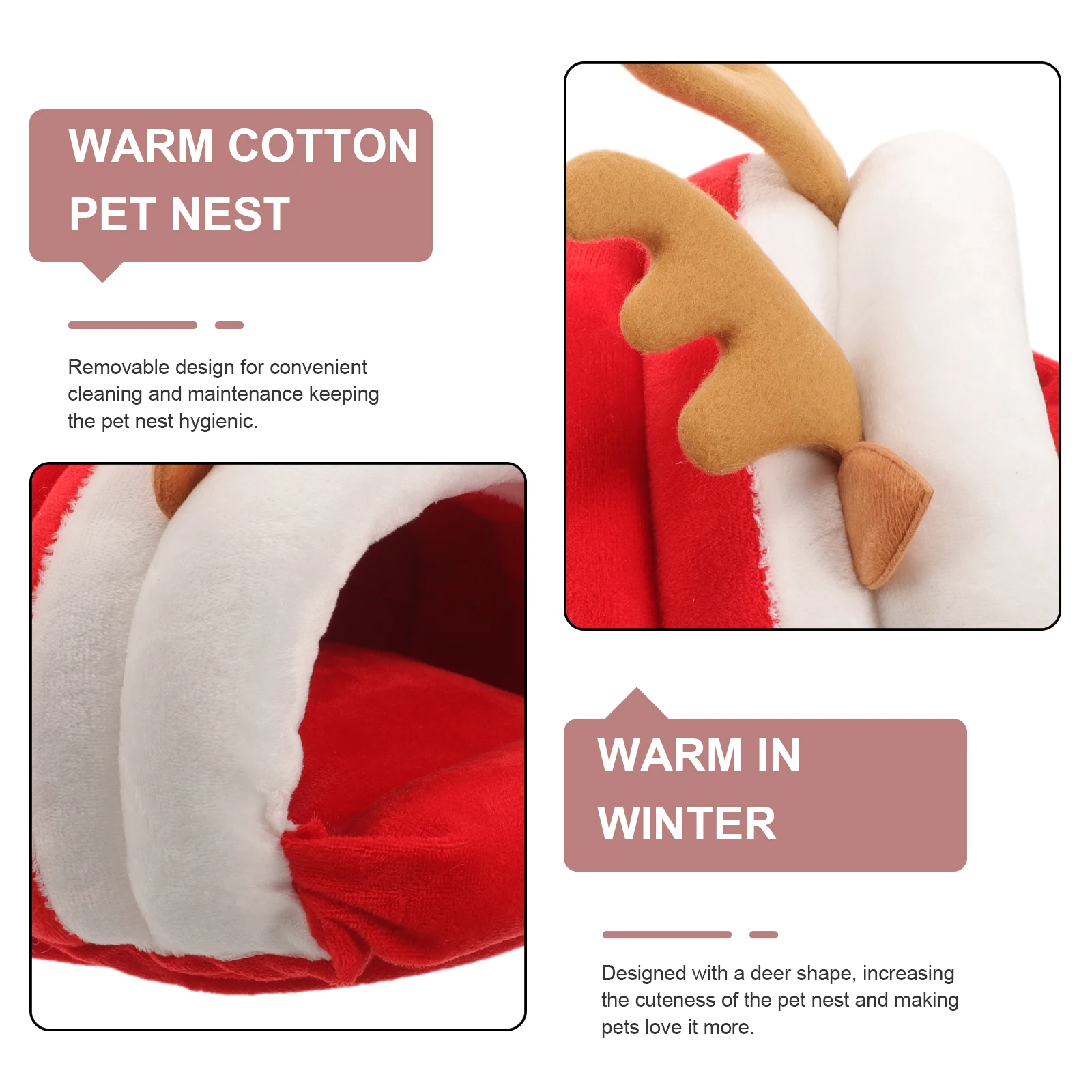 

s Winter PP Cotton Hamster Nest L Size Cute Christmas Pet Bed Easy Clean Durable Chinchilla Guinea Pig Hut House Small