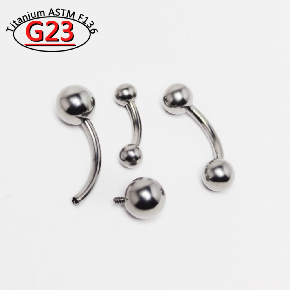 G23 Titanium Curved Barbells Round ball Eyebrow Piercing Clicker Septum Ring Curved Bar Cartilage Earring Body Piercing Jewelry