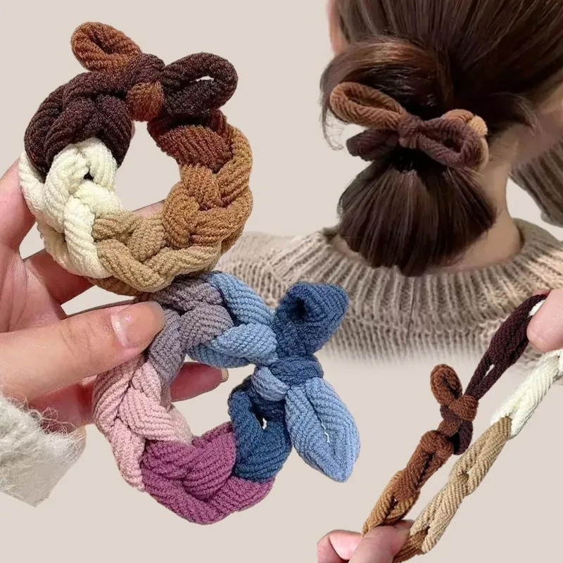 Korean Elastic Hair Ties New Girls Cute Colorful Basic Elastic Hair Bands Thickness Scrunchie Ring Rubber Band Hair Accessories