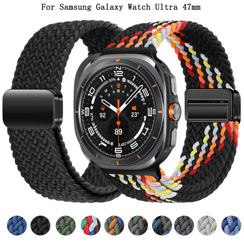 Nylon-Magnetschnallenarmband für Samsung Galaxy Watch Ultra 47 mm geflochtenes Solo-Loop-Armband für Galaxy Watch Ultra 47 mm Correa – Detail 1