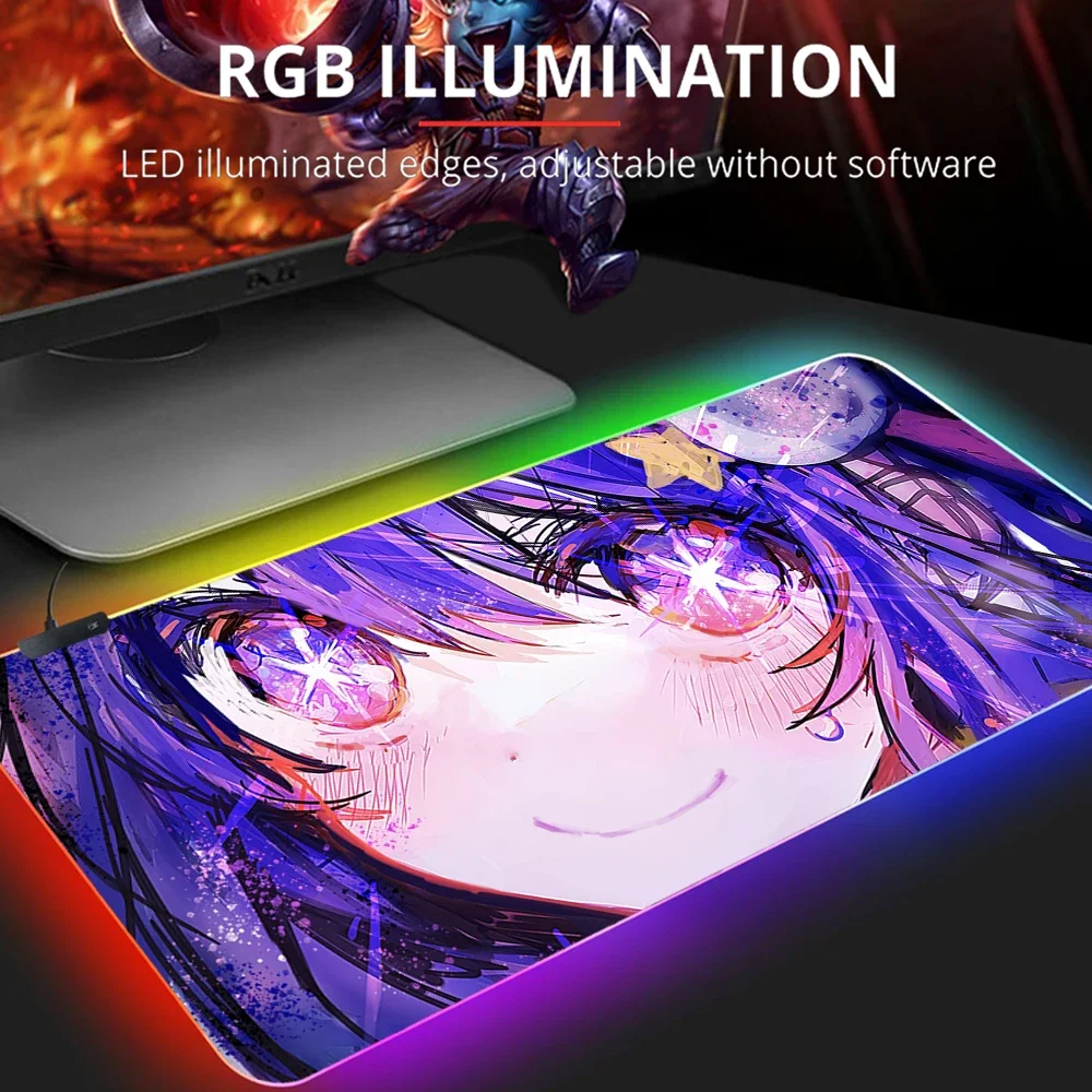 

RGB Mause Pad Hoshino Ai Mouse Pad Genshin Impact Balladeer Wanderer Gaming Large Mouse Mat Gamer Led Backlit Mousepad Wired