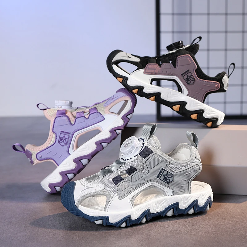 

Новые летние сандалии Baotou, Детская Спортивная повседневная обувь с поворотной пряжкой, сандалии