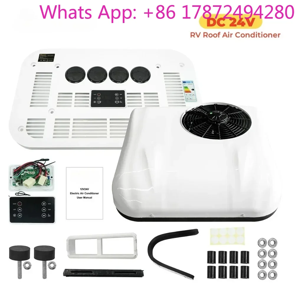 DIY Kit Campers Rooftop 12V/24V Electric Parking AC Fast Cooling 13500 BTU Ultra-Quiet 45 dB Soft-Start CompressorWirelessRemote