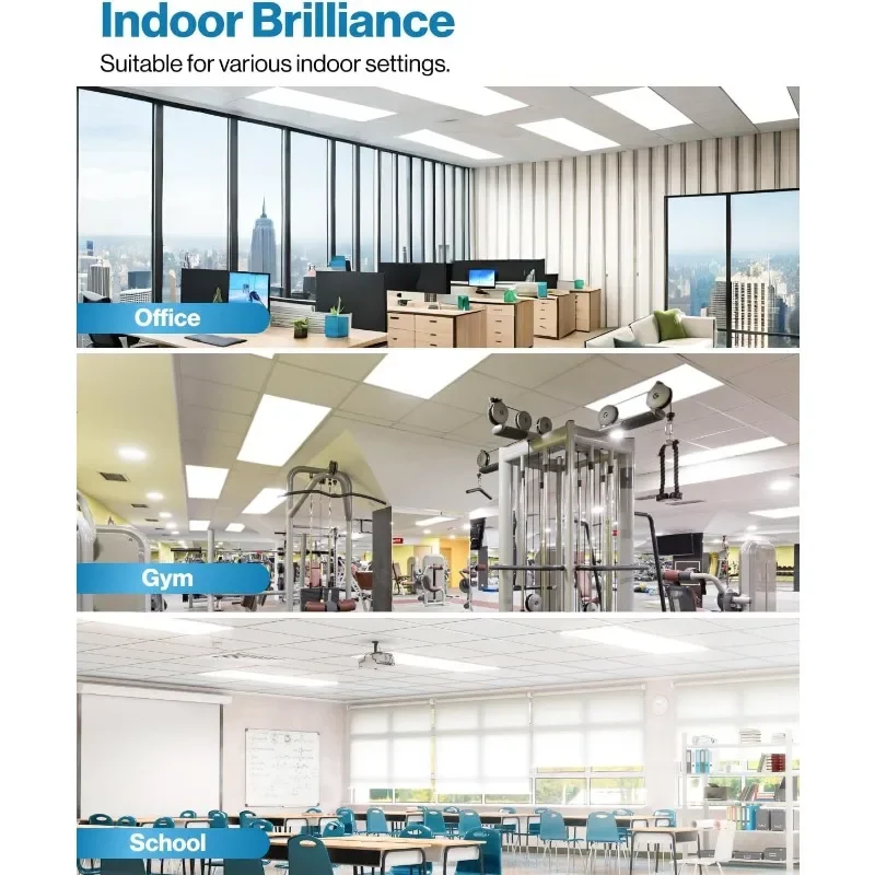 Sunco 6 Pack 2x4 LED Flat Panel Light Drop Ceiling Office Fixture, 7700 LM, Selectable Features, 40W/50W/60W, 4000K/5000K/6000K