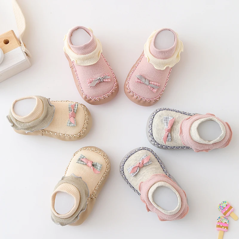 Floor Socks Spring Autumn Baby Shoes Soft Soles Non-slip Children Walking Shoes Lace Princess Girls Early  Summer Toddler Shoes