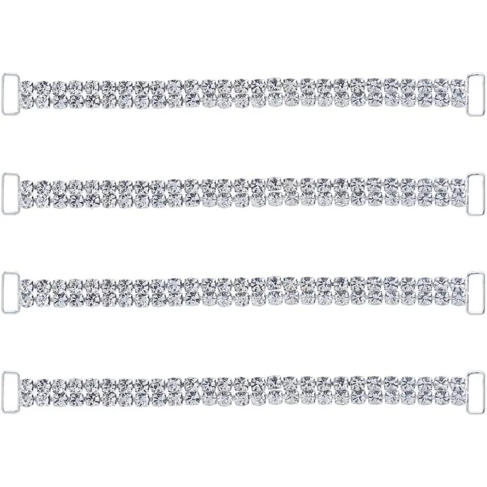 

4Pcs Alloy Rhinestone Bikini Connectors Buckle Metal Chain Metal Buckles Bra Swimwear Connectors Rectangle Buckle Clips
