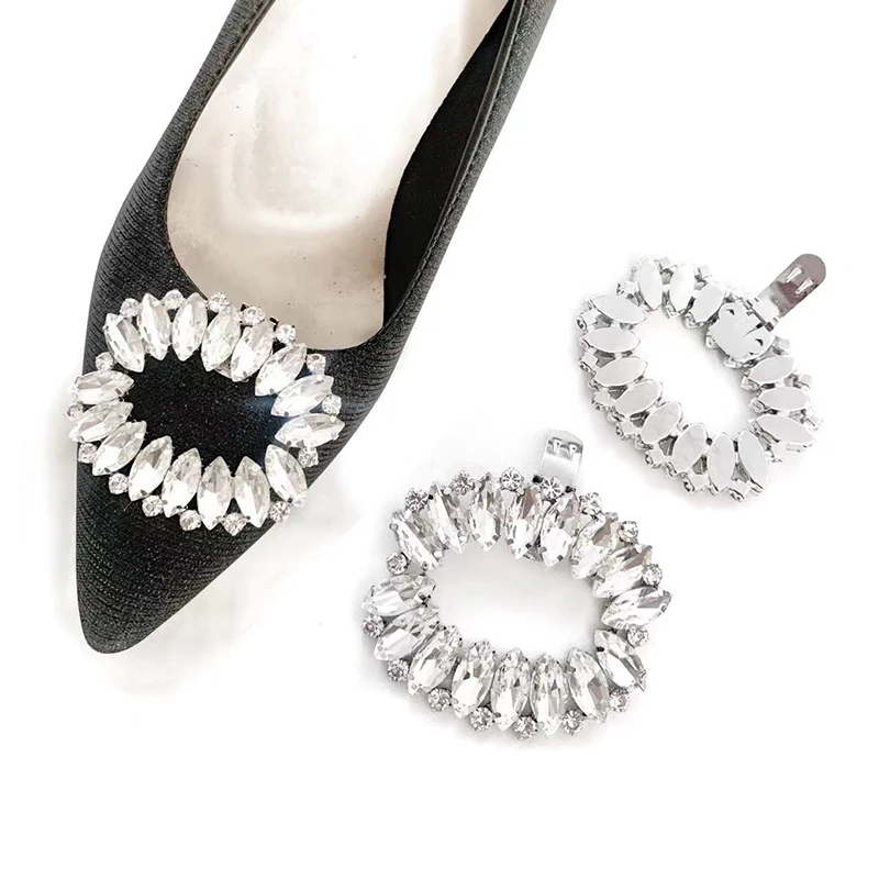 Clipes decorativos de strass para mulheres, salto alto, fivela brilhante, amuleto floral, noiva, sapatos de casamento, decorativo, 1pc