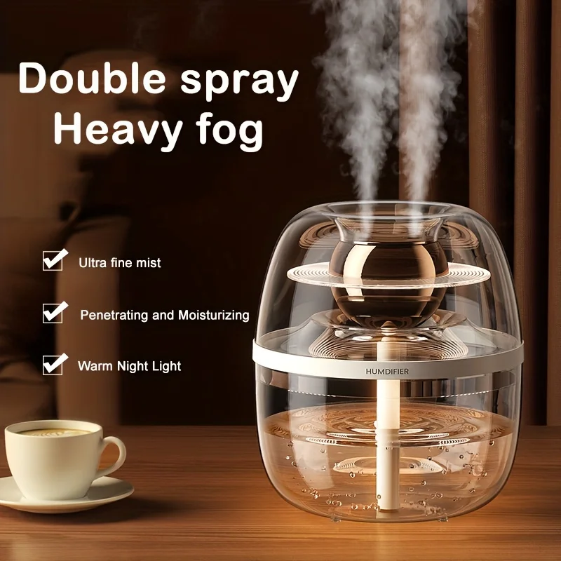 1pc, Dual-spray 101.44oz Humidifier USB Humidifier Large Capacity Water Tank, Suitable For , Office, Bedroom, With Silent Operat
