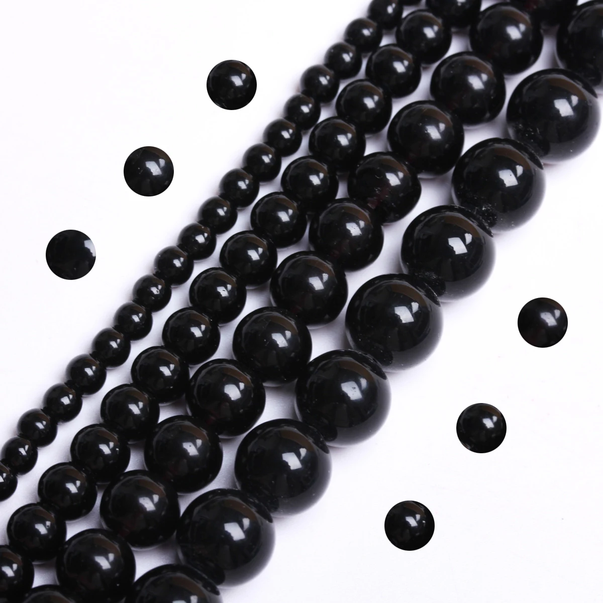 1 String Natural Stone Black Agate Round Loose Beads 4 6 8 10 12MM Pick Size For Bracelet Necklace Jewelry Making