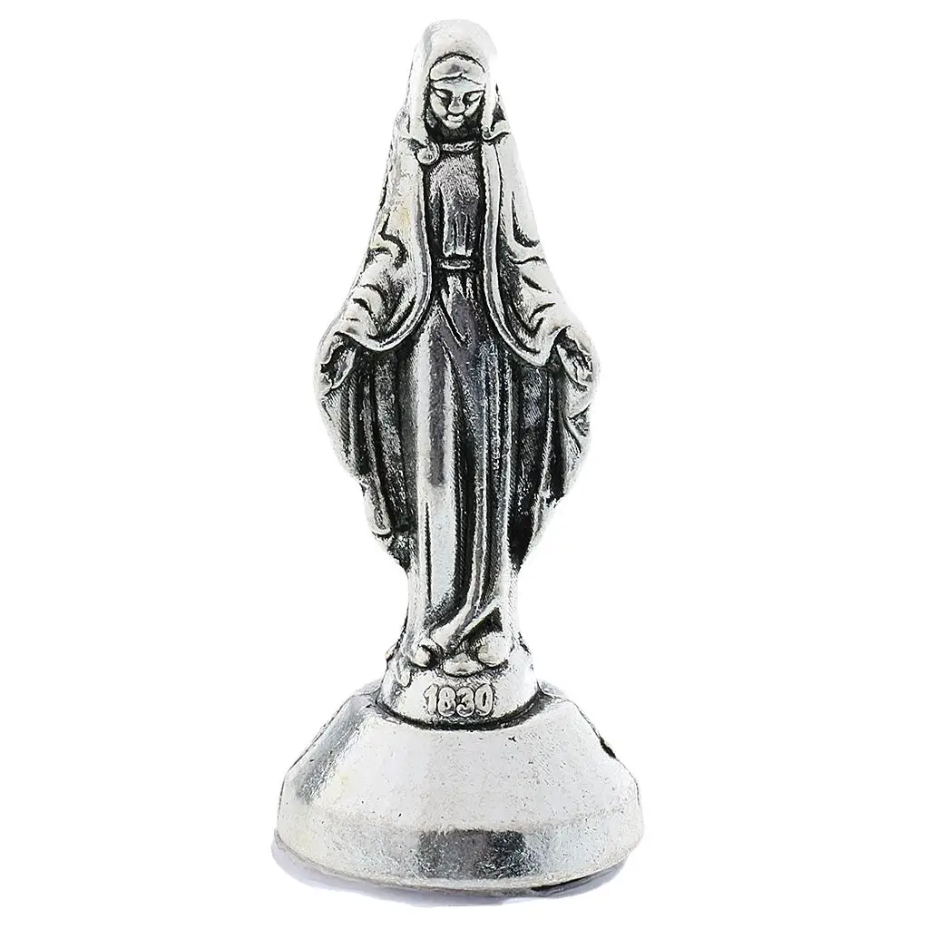 2x Madonna Figurine Statue Catholic Home Decor Collections Chapel Decor Silver