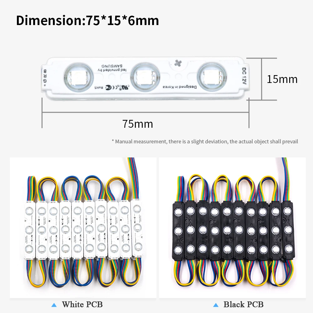 20pcs 12V RGB LED Module 5050 3LED Waterproof IP67 Injection Molding  High lumen Super Bright Led Modules Lighting