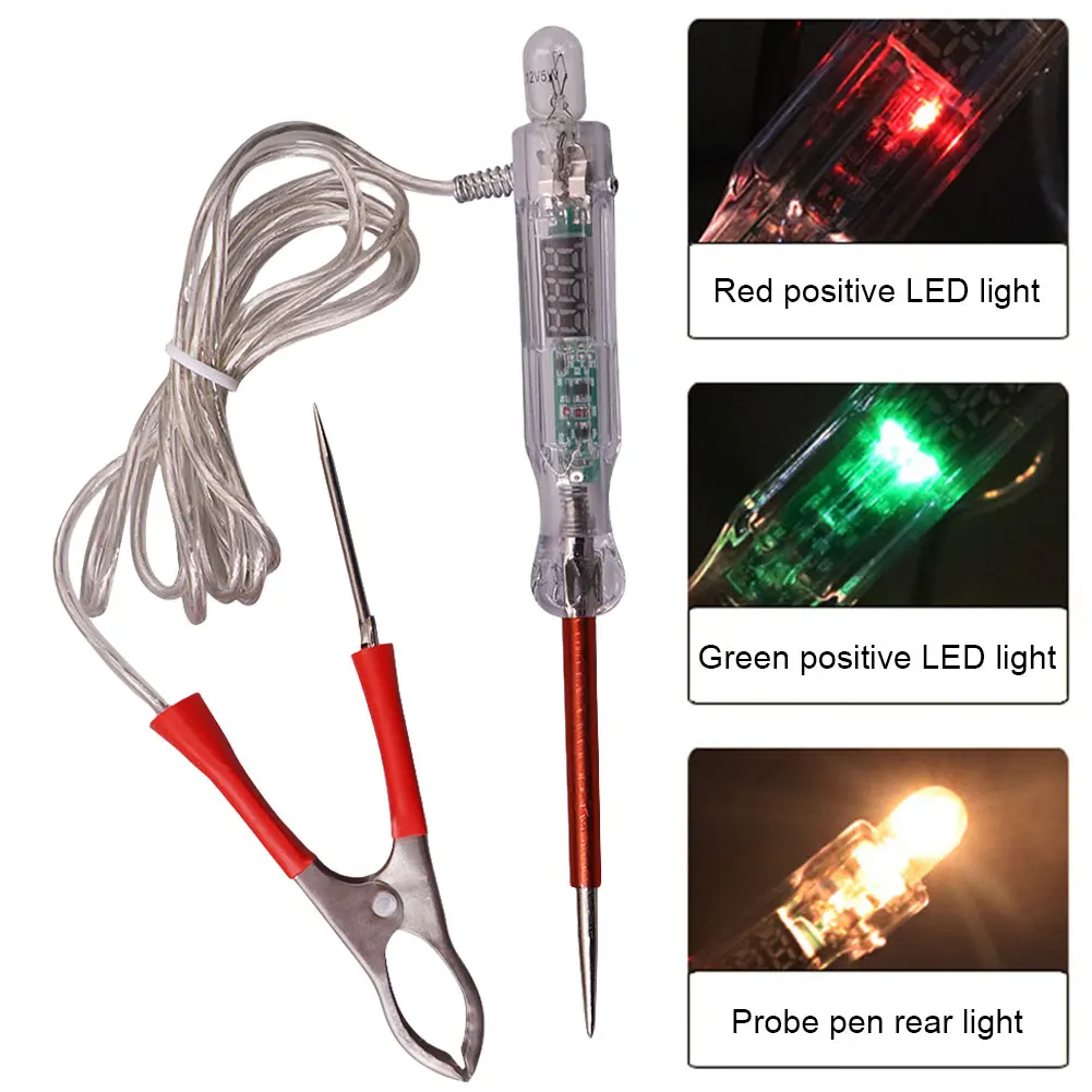 

6V/12V/24V Probe Test Pen Light Bulb Dual-color LED Light Auto Light Probe Pen Electric Light Test Pen Auto Circuit Repair Tools